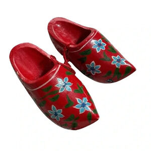 Vintage Dutch Floral Wooden Clog Decor
